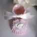Scarpine fascetta neonata uncinetto battesimo nascita cerimonia rosa cipria fiore avorio 