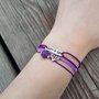 Bracciale di corda con gemma ametista per il 7. chakra Sahaswara, fatto a mano