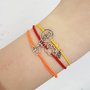 Bracciale di corda con pendente charm in argento Bambino, fatto a mano