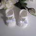 Scarpine neonata neonato uncinetto bianco/panna - fiocco bianco battesimo cerimonia nascita