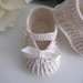 Scarpine neonata neonato uncinetto battesimo nascita cerimonia cotone color crema baby shoes crochet handmade