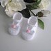 Scarpine neonata bianco/rosa fatte a mano idea regalo nascita battesimo cerimonia uncinetto