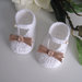 Scarpine neonata bianco/beige fatte a mano idea regalo nascita battesimo cerimonia uncinetto