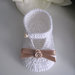 Scarpine neonata bianco/beige fatte a mano idea regalo nascita battesimo cerimonia uncinetto