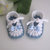 Scarpine bianco/azzurro neonato battesimo cerimonia nascita cotone all'uncinetto