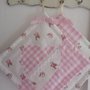 Presine shabby a quadretti e fiorellini bianco-rosa