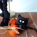 Halloween strega, gatto e zucche