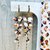 Orecchini fatti a mano in stofa con catena rosario di cristalli 