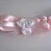 Fascia fascetta per capelli neonata rosa rose bianche fatta a mano raso battesimo cerimonia nascita handmade