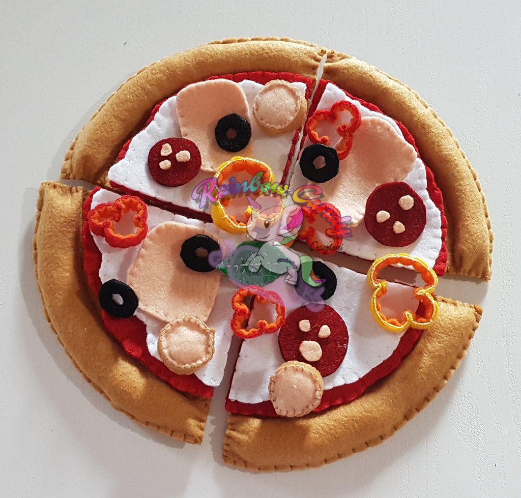pizza in feltro- kit gioco feltro pizza componibile - Bambini - Gio