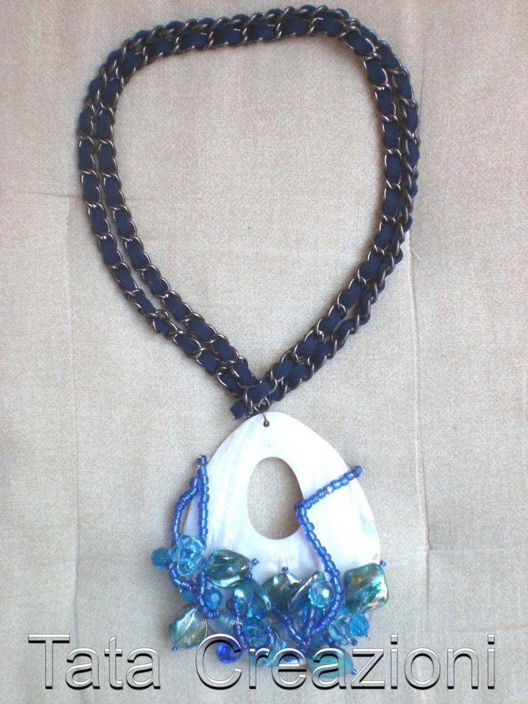 Collana Donna Ciondolo Oro Foglia 24K Placcato Madreperla Bianco Fortuna K6248D