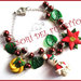 Bracciale Natale  "Fufuclassic Classic Orsetto  di neve  + foglie verdi e perle rosse" Fimo cernit stella di Natale idea regalo