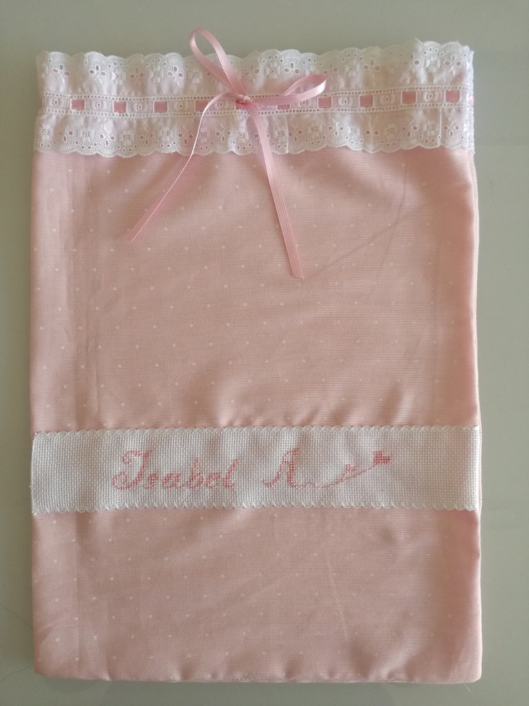 Sacchetto Porta Merenda Ricamabile A Punto Croce - Tela Aida 55 Fori, 28x35 Cm, Made In Italy - Foto 9