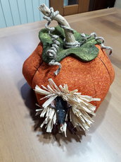 Zucca di Halloween con topolino, in cotone americano fatta a mano