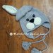 Berretto/cappello coniglio - lana merino - paraorecchie - fatto a mano - maglia - bambino