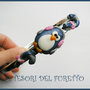 Cerchietto "Natale Pinguino Blu e Argento" fimo cernit kawaii bimba idea regalo