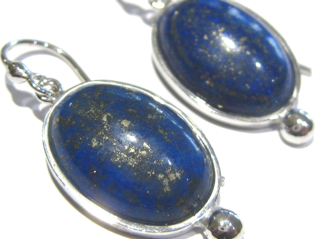 Orecchini con perle di lapislazzuli in argento sterling: orecchini pendenti blu - Italia