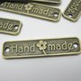 Fatto a Mano, etichette ,tag, connettori  di metallo  color bronzo 25mm.