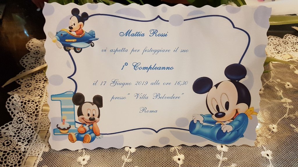 Invito 1 Anno Topolino Personalizzato Feste Biglietti e inviti su MissHobby