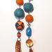 collana in rame anticato e perle in lana cotta arancio e turchese - “la via delle spezie”