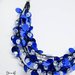 Collana uncinetto con paillettes blu e cristalli con catena in alluminio - collana lustrini 