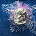 Bomboniera angioletto  con cornice e stelle gesso ceramico profumato su doppio velo rete 