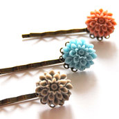 Three Flower Bobby Pins 