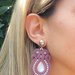 Orecchini eleganti rosa con strass e cabochon duna suede - orecchini soutache - orecchini cerimonia - gioielli souatche