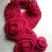 Scaldacollo a uncinetto rosso romantico sciarpa corta donna con rose elegante sciarpa anello