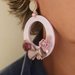 MAXI ORECCHINI a creola shabby chic rosa polvere, orecchini iconici, orecchini romantici, regalo per lei, pezzo unico, orecchini rosa
