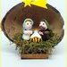 Presepe nella noce di cocco in fimo, presepe in miniatura come idea regalo natale per la famiglia