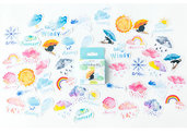 LOTTO 45 stickers adesivi in carta "weather" (da 1 a 3 cm)