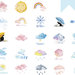LOTTO 45 stickers adesivi in carta "weather" (da 1 a 3 cm)