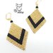 Orecchini in brick stitch oro e nero - orecchini rombo - orecchini perline - orecchini tessitura perline 