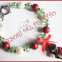 Bracciale Natale  "Fufuclassic Classic Pinguino cappello  babbo  Natale   perle rosse bianche verde " Fimo cernit Natale idea regalo