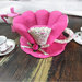 Tazza realizzata in tessuto fucsia, portatutto, cialde, palette, caramelle,.......