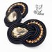 Orecchini a lobo soutache - orecchini neri - orecchini champagne - gioielli soutache - orecchini stoffa 