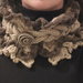 Scalda collo sciarpa beige/marrone scuro donna fatta a mano idea regalo lana all'uncinetto
