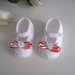 Set coordinato neonata scarpine+fascetta bianco/corallo battesimo nascita cerimonia uncinetto