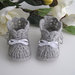 Scarpine stivaletti grigi/fiocco bianco neonato/neonata unisex fatte a mano idea regalo corredino nascita lana uncinetto