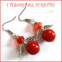 Orecchini Natale " Angelo portafortuna rosso e argento " angioletto perle cristalli idea  regalo personalizzabile  con clip donna ragazza  handmade 