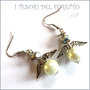 Orecchini Natale " Angelo portafortuna bianco e argento " angioletto perle cristalli idea  regalo personalizzabile  con clip donna ragazza  handmade 