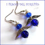 Orecchini Natale " Angelo portafortuna blu e argento " angioletto perle cristalli idea  regalo personalizzabile  con clip donna ragazza  handmade 