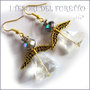 Orecchini Natale " Angelo portafortuna bianco e oro  " angioletto perle cristalli idea  regalo personalizzabile  con clip donna ragazza  handmade 