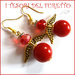 Orecchini Natale " Angelo portafortuna rosso e oro  " angioletto perle cristalli idea  regalo personalizzabile  con clip donna ragazza  handmade 