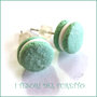 Orecchini " French macaroon verde acqua " macaron fimo cernit premo idea regalo dolcetti miniatura cibo biscotto  pasticcino bambina 