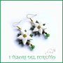 Orecchini Natale  "Poinsettia Chic" mod. Bianco Stella di Natale fiore fimo cernit premo idea regalo economica bijoux eleganti natalizi ragazza donna per lei