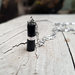 Collana uomo in acciaio con pendente in Onice nero e argento 925. Ciondolo uomo Onice nero e Argento. Collana per lui acciaio e pietra