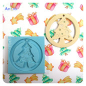 Stampo in silicone Albero di Natale con cerchio decorazione appendibile, stampo per resina e gesso, stampo fessibile per decorazioni natalizie