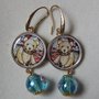 orecchini romantici orsetti e perla vetro stile veneziano fiorato